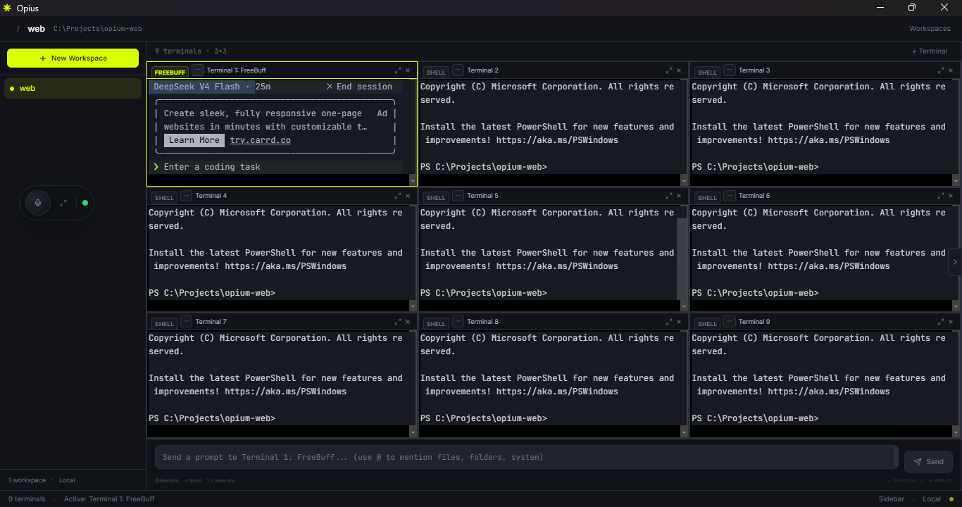 Opius workspace screenshot